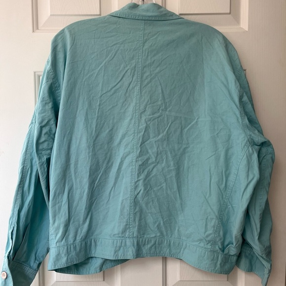 Vintage Cotton 90s Utility Bomber Jacket M Aqua - Picture 10 of 15